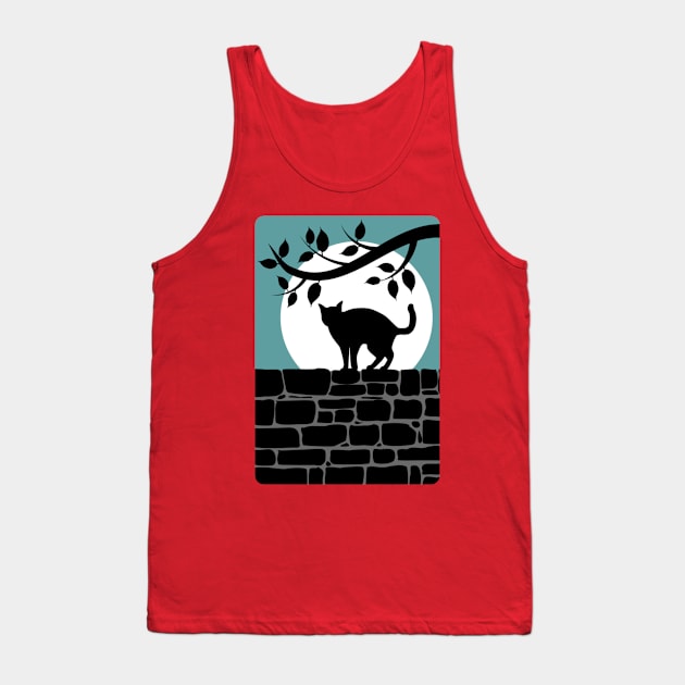 Cat on a Wall Silhouette Tank Top by PatrioTEEism